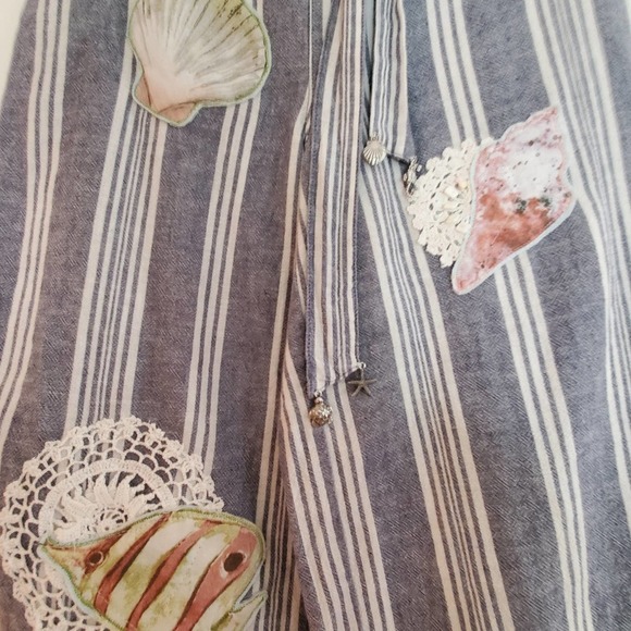 UPCYCLED Upscaled Boho Beach Themed Cotton Linen Capris Size‎ Small Bloomers - Picture 3 of 14